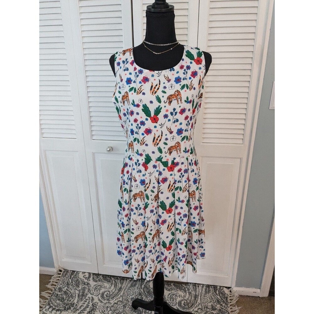 Paper Plane London Dress Women's M (UK L) Cheetah Jungle Print Whimsy Sheer NEW